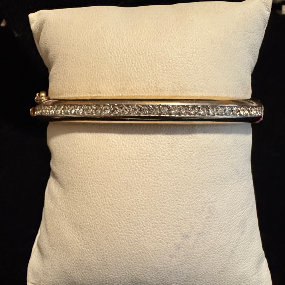 Crown Trifari  Paved Crystals Gold Tone Bangle Bracelet